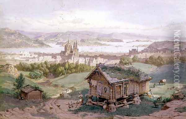 View of Christiania, 1882 Oil Painting - Carl Friedrich H. Werner