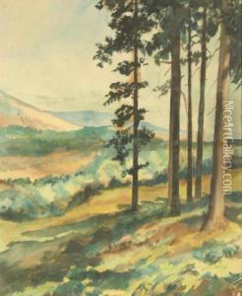Landschaft Am Waldrand Oil Painting - Hermann Schmitz