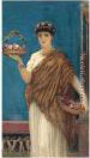 Pompeian Fruit Bearer Oil Painting - Auguste Jules Bouvier, N.W.S.