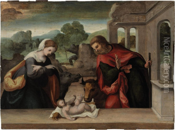 The Nativity Oil Painting - Fiumicelli Lodovico