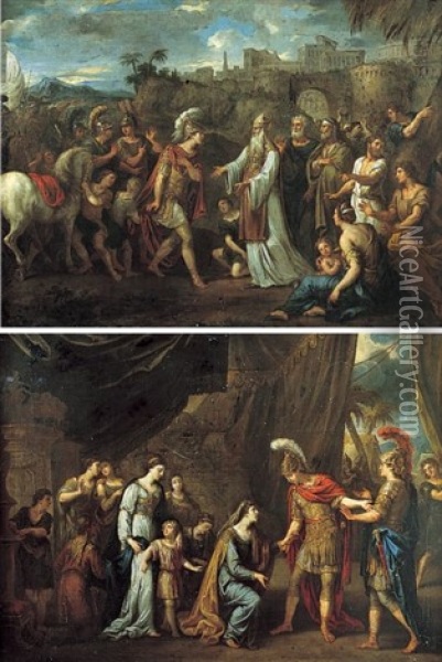 Alexandre Et La Famille De Darius (+ Alexandre Et Le Grand Pretre Jaddus; Pair) Oil Painting - Arnould De Vuez