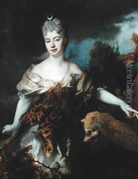Portrait of Mademoiselle de Barral as Diana Oil Painting - Nicolas de Largilliere