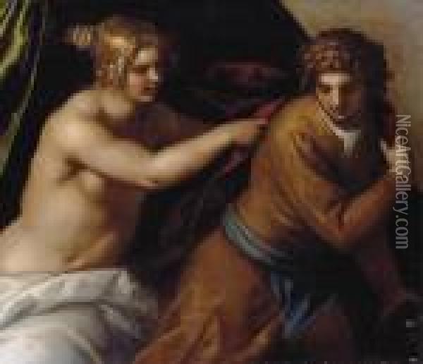 Joseph And Potiphar's Wife Oil Painting - Acopo D'Antonio Negretti (see Palma Giovane)