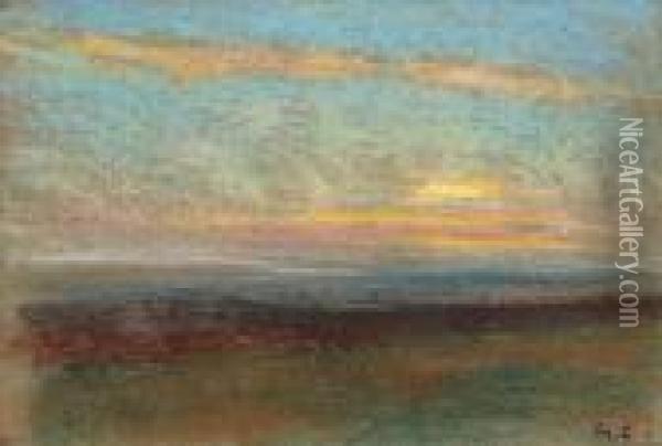 Sunset Oil Painting - George Clausen