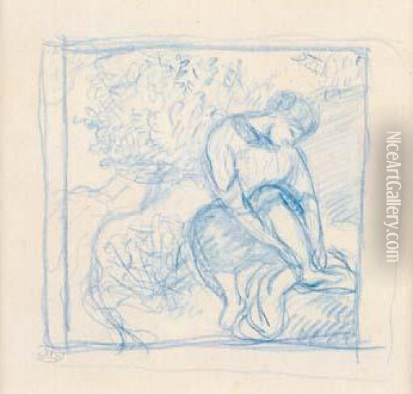 Femme S'essuyant Le Pied Oil Painting - Aristide Maillol
