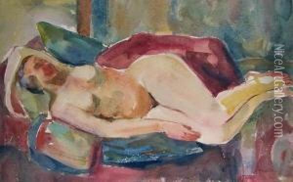 Liegender Weiblicher Akt Oil Painting - Karl Scheld