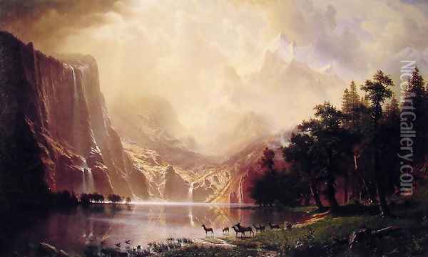 Among The Sierra Nevada Mountains California Oil Painting - Albert Bierstadt
