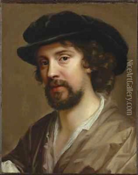 Portrait of the artist's husband, Charles Beale in a black hat Oil Painting - Mary Beale