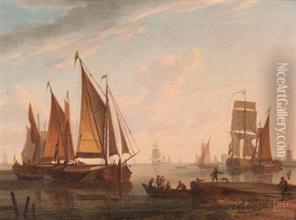 Harbor Scene Oil Painting - Frans Swagers