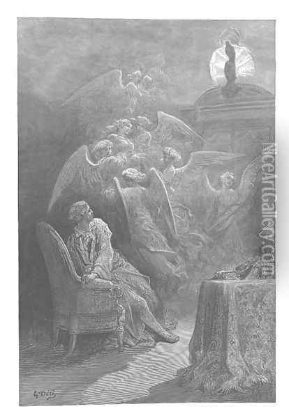 Respite?respite and nepenthe from thy memories of Lenore!'	 Oil Painting - Gustave Dore