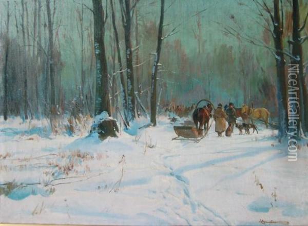 Przed Polowaniem Oil Painting - Ignacy (Czeslaw Wasilewski) Zygmuntowicz