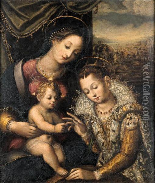 Il Matrimonio Mistico Di Santa Caterina D'alessandria Oil Painting - Benedetto Bandiera
