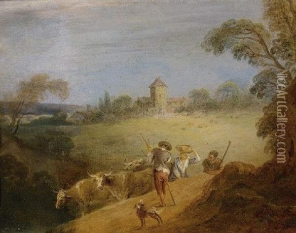 A Pastoral Landscape With A Shepherd And Shepherdess Oil Painting - Jean-Baptiste Pater