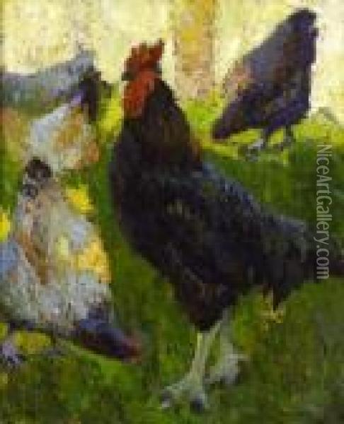 Coq Et Poules Oil Painting - Marcel Couchaux
