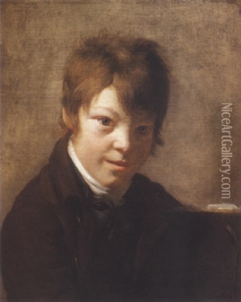 Portrait De Michel-marttin Drolling, Fils Du Peintre (?) Oil Painting - Martin Droelling