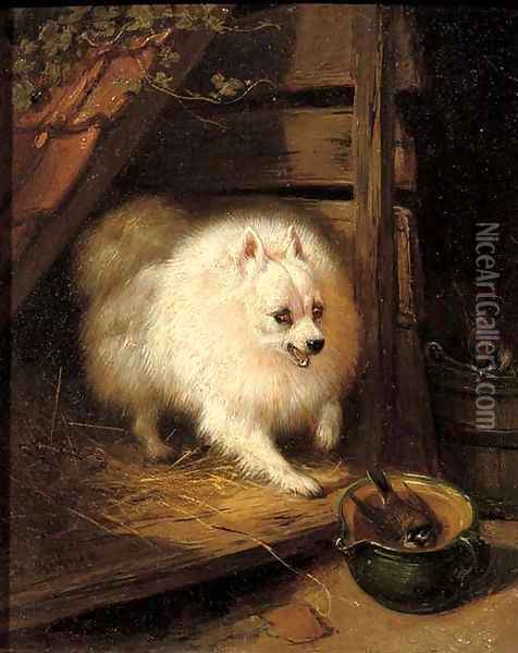 An unwelcome intruder Oil Painting - Henriette Ronner-Knip