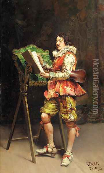 The violinist Oil Painting - Cesare-Auguste Detti