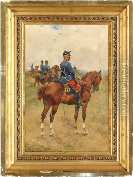 Soldado De Caballeria Oil Painting - Josep I Cusachscusachs
