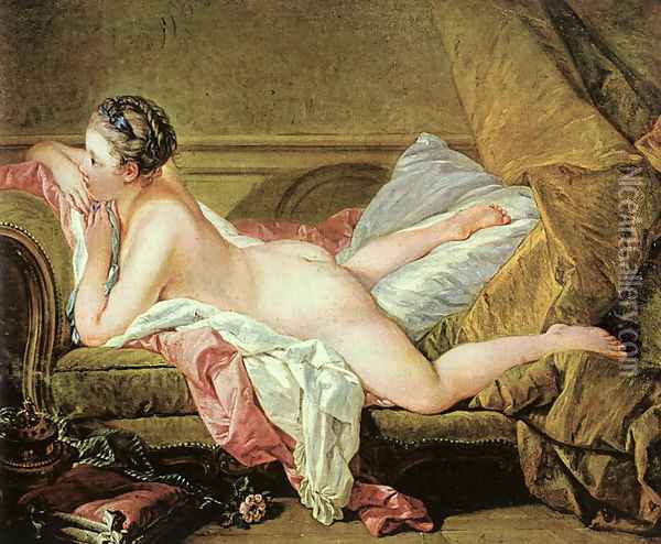 Nude on a Sofa (or Reclining Girl) Oil Painting - Francois Boucher