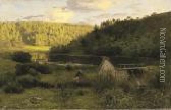 The Mill, The Sunset Oil Painting - Isaak Ilyich Levitan