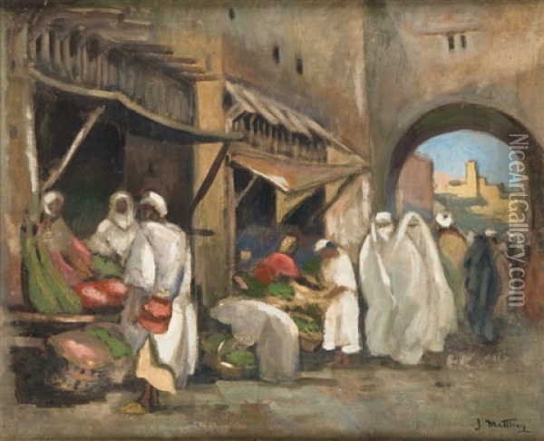 Marche Au Maroc Oil Painting - Jules Matthey de l'Etang