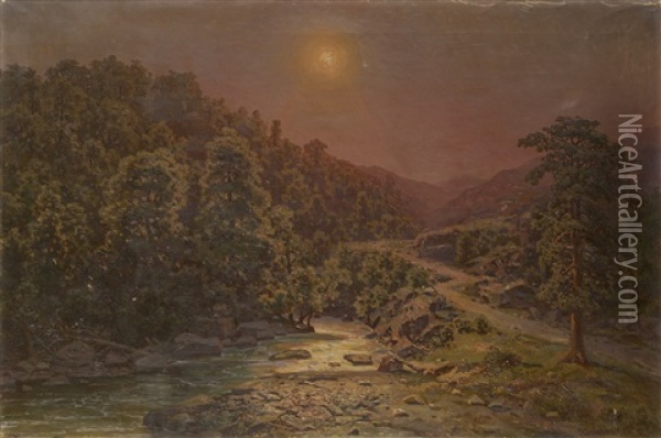 Sunset In The Mountains Oil Painting - Ilya Zankovsky