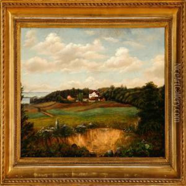 Danish Landscape With A View To Pedersgaard Manor Oil Painting - Anton Erik Ch. Thorenfeld