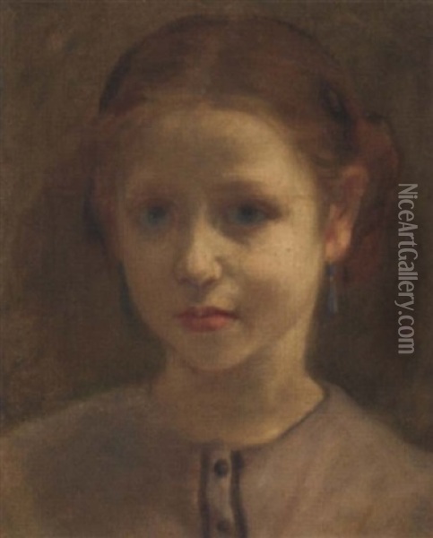 Portrait De Jeune Fille Oil Painting - Diogene Ulysse Napoleon Maillart