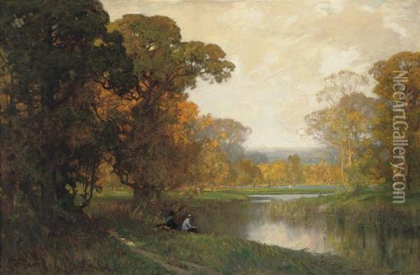 Opulent Autumn Oil Painting - Sir Alfred East