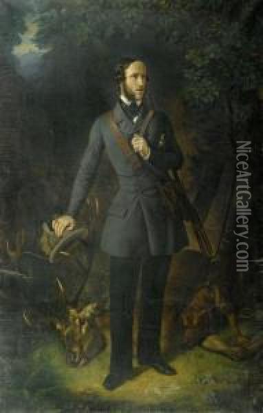Portrait Of Count Ernst Friedrich Herbert Zu Munster Oil Painting - Carl Wilhelm Friedr. Oesterley