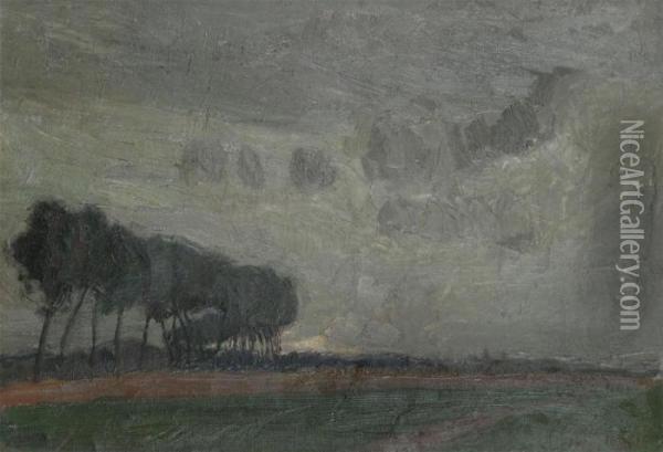 Lowland, Church In The Background, Thundery Sky Oil Painting - Gustave De Smet