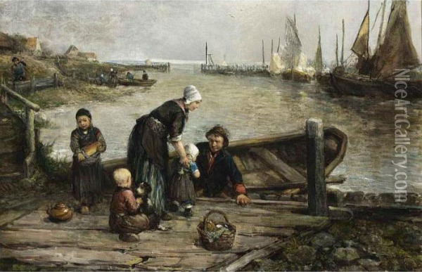 A Fisherman's Family, Marken Oil Painting - Jan Mari Henri Ten Kate