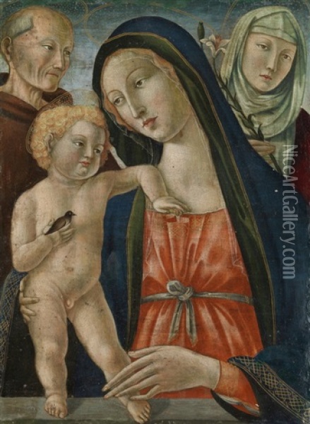 Madonna Mit Jesuskind, Hl. Anna Und Hl. Joachim Oil Painting -  Benvenuto di Giovanni