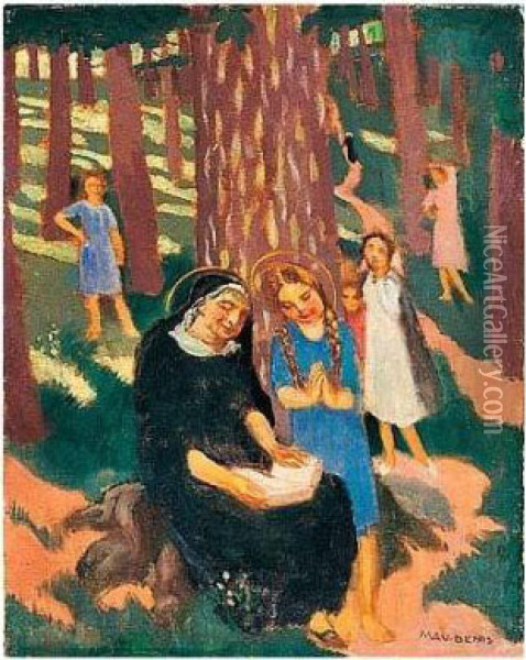 Sainte-anne Apprenant A Lire A La Vierge Oil Painting - Maurice Denis