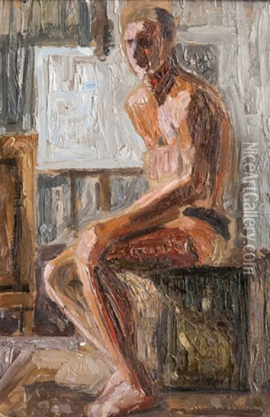 Self Portrait As Model Oil Painting - Justus Uder