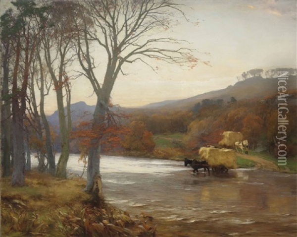 A Frosty Morning Oil Painting - David Farquharson