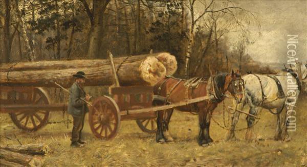 The Timberwagon Oil Painting - William Edward Millner