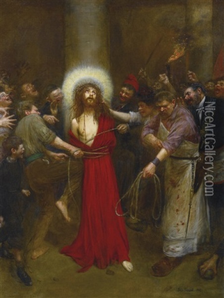 Le Christ Lie A La Colonne Oil Painting - Jean Beraud