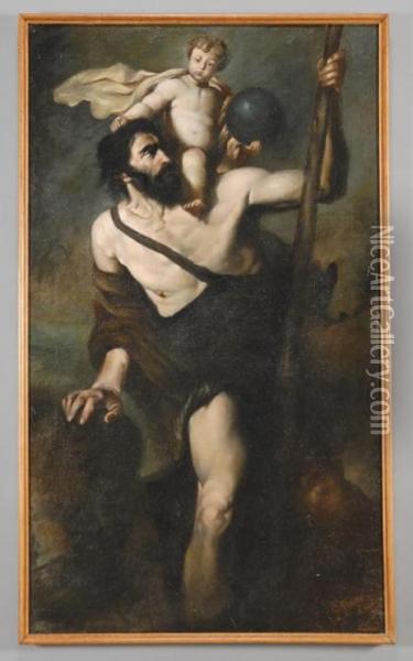 San Cristoforo Oil Painting - Pietro Novelli Il Monrealese