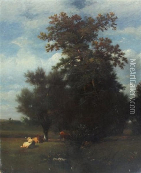 Paysage Au Troupeau Oil Painting - Jules Dupre