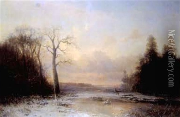 Winterlandschaft Oil Painting - Anton Victor Steinach