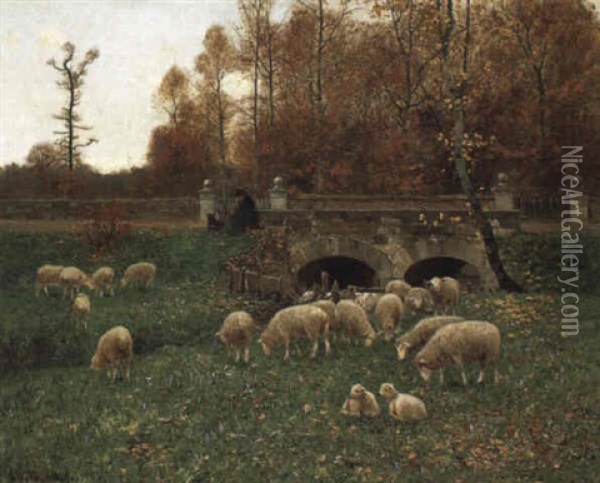 Weidende Schafe Oil Painting - Peter Paul Mueller