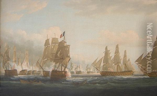 Howes Action, May 28th 1794 Oil Painting - Thomas Whitcombe