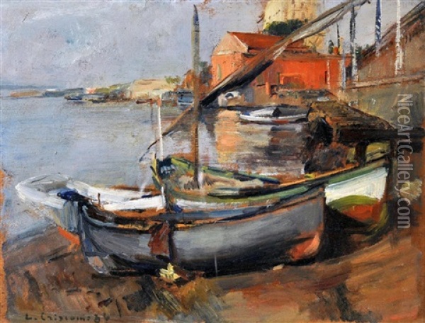 Barche Al Granatello Oil Painting - Luigi Crisconio