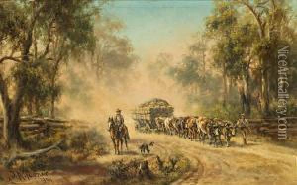 Cattle Dray Oil Painting - James Alfred Turner