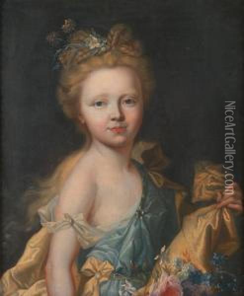 Portrait De Petite Fille A La Couronne De Fleurs Oil Painting - Johann Ernst, Julius Heinsius