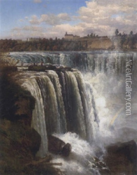 Die Niagara-falle Oil Painting - Josef Schoyerer