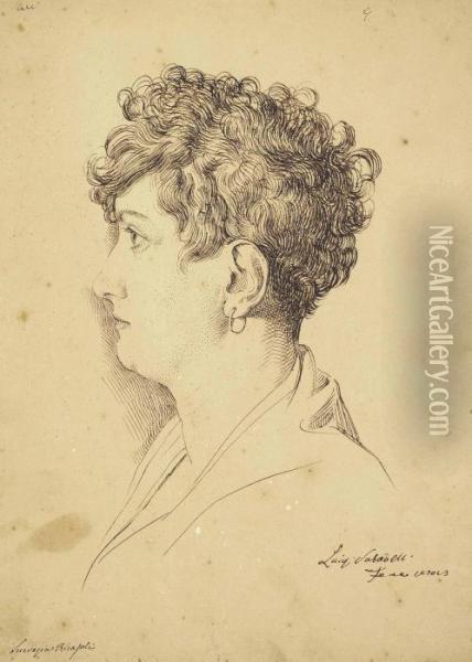 Portrait De La Marquise Lucrezia Ricasoli Zanchini, Nee Rinuccini Oil Painting - Luigi Sabatelli