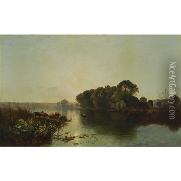 Early Morning On The Thames, 1856 Oil Painting - Henry John Boddington