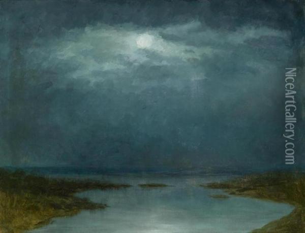 Night Oil Painting - Jeno Kuszka